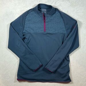Adidas Medium ClimaWarm Pullover Quarter Zip 1/4 Zip Navy Heather Sweater Golf